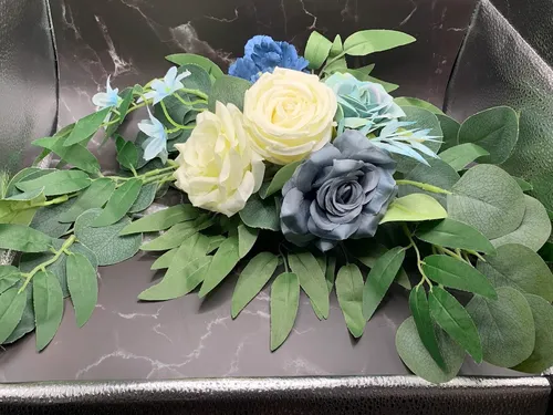 Shades of Blue- 2 Swag florals, Dusty Blue & Ivory