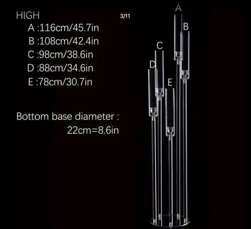 Acrylic Candelabra 5-armCandle Holder, Tall, 5-arm, 47.5”
