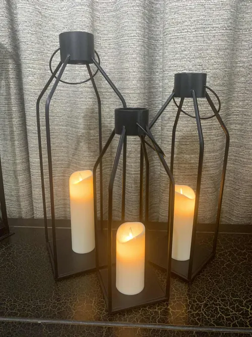 Lantern, Black Open Design, Set of 3