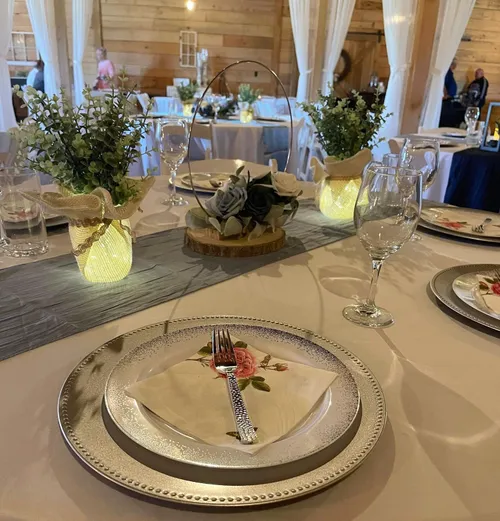 Table Runner- Dusty Blue Accordion Crinkle Taffeta Table Runners 12