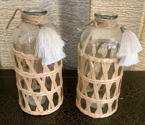 Vases- Glass Jugs, Woven rope, smaller size