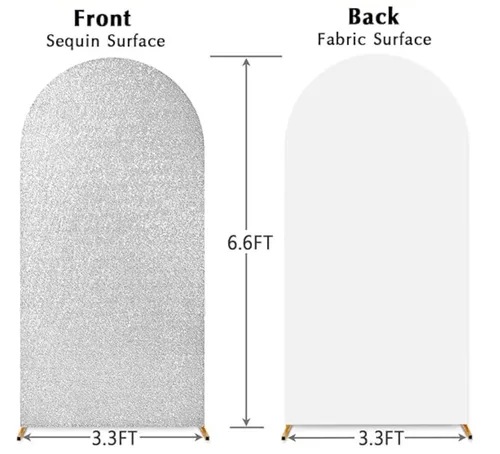 Arch Chiara Spandex Cover, Two Sided, Silver Sequin, White