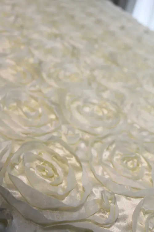 Table Runner- Ivory Grandiose 3D Rosette Satin Table runner 14