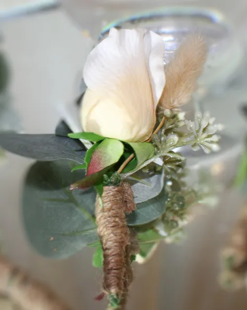 Boutonniere- Ivory Real Touch Rose Boutonniere