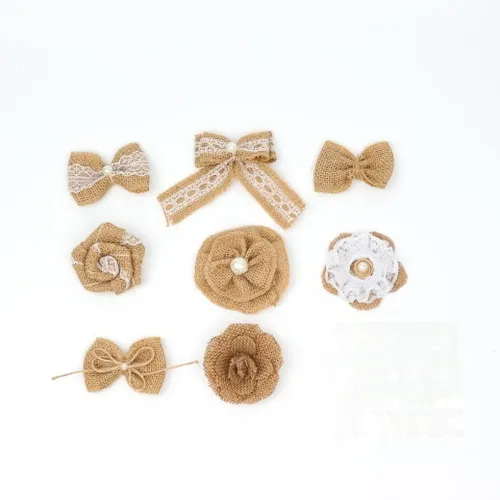Accessories- Burlap Bows & Flowers, assorted