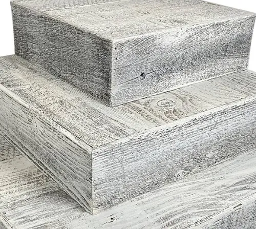 Cake stand- Wood, Medium, White Wash Rustic Wooden