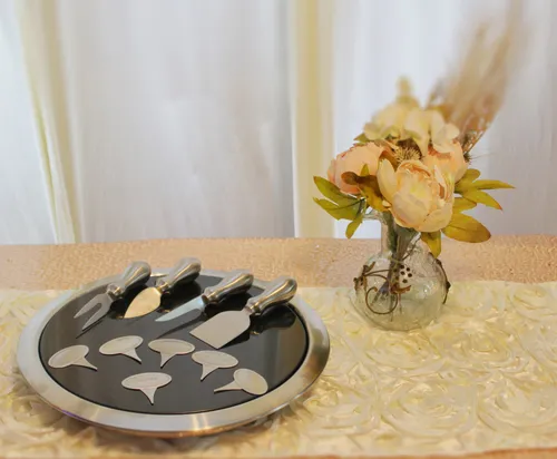 Food Service- Tray- Black & Silver Cheese Tray