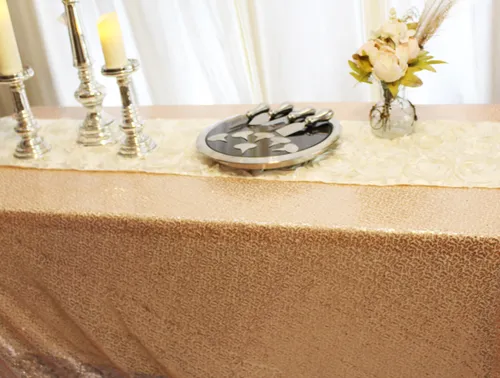 Tablecloth- Rose Gold/Blush Sequin 90