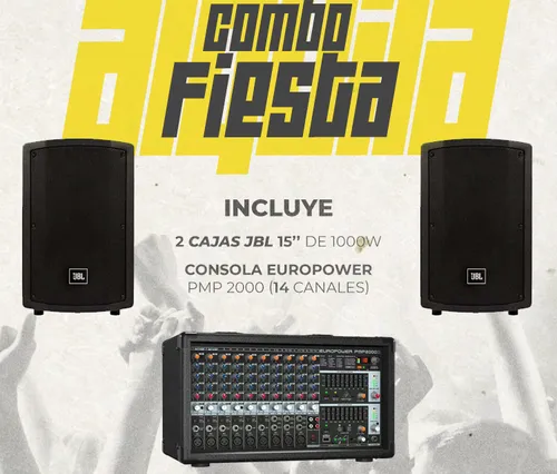 PARLANTES JBL J1525 (1000W) x2 + CONSOLA BEHRINGER EUROPOWER