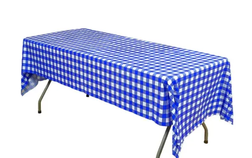 Plastic Table Covers Royal Blue Checkered Rectangle - Durable PVC Disposable Covers for Events 54