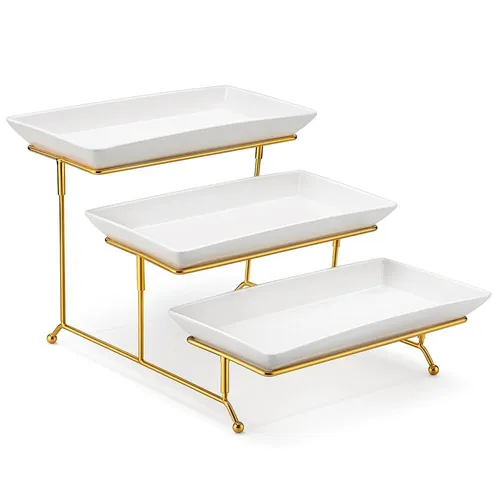 3 Tier Serving Trays for Party, (gold)