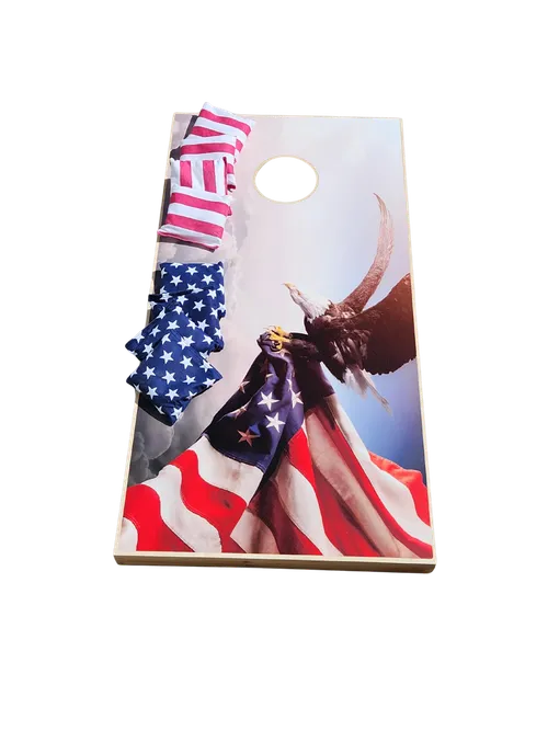 Corn Hole Game 2' x 4' Eagle/stars and stripes regulation size