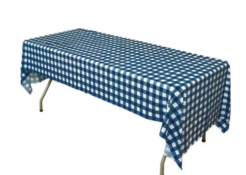 Plastic Table Covers Navy Blue Checkered Rectangle - Durable PVC Disposable Covers for Events 54