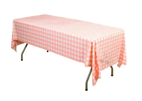 Plastic Table Covers Pink Checkered Rectangle - Durable PVC Disposable Covers for Events 54