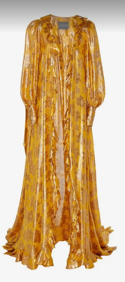 Monique Lhuillier Silk Jacquard Wrap Gown