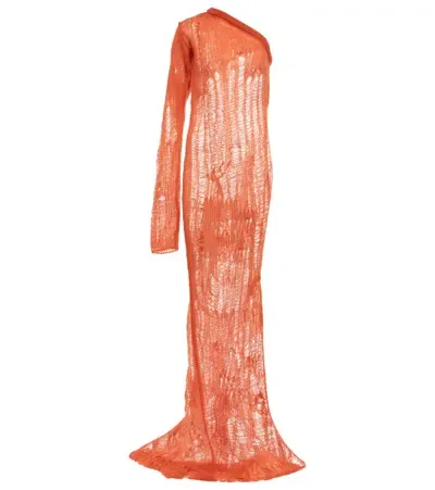 Rick Owens one shoulder distressed maxi dress