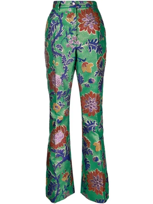 Dolce & Gabbana Jacquard Floral High Waist Trouser