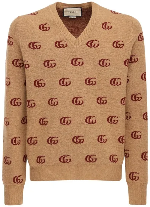 Gucci V-Neck GG Jacquard Sweater
