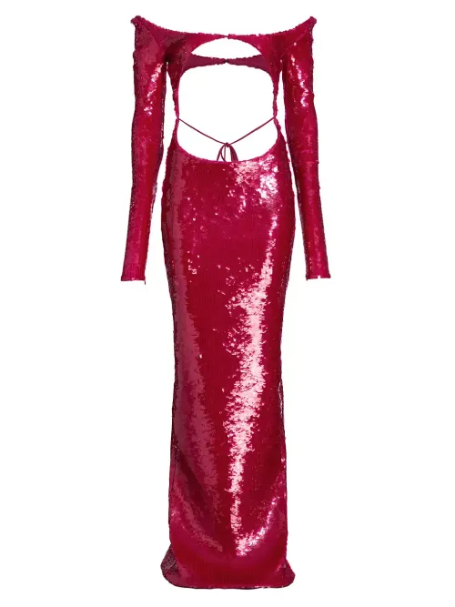 LaQuan Smith Sequin Cut Out Gown