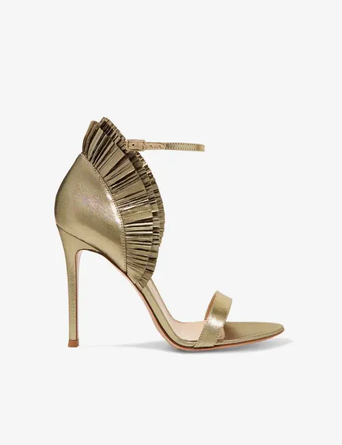 Gianvito Rossi Pleated Lame Sandals