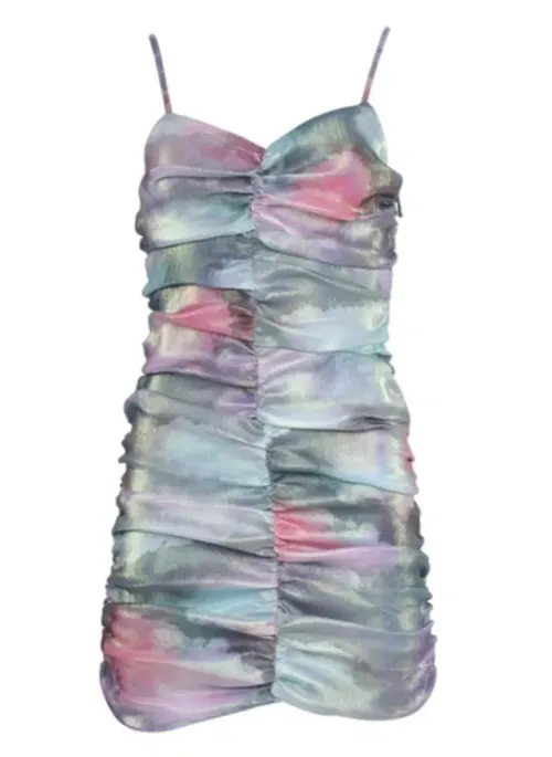 Area Water Color Ruched Mini Dress