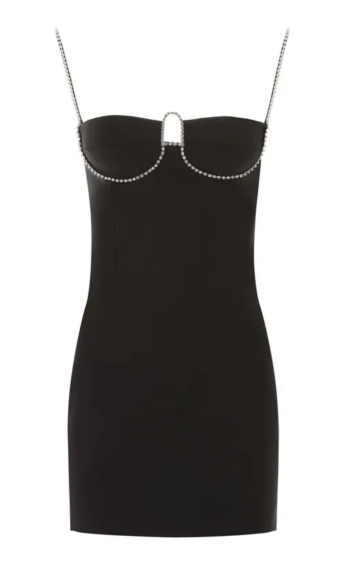 Area Crystal A logo Black Mini Dress