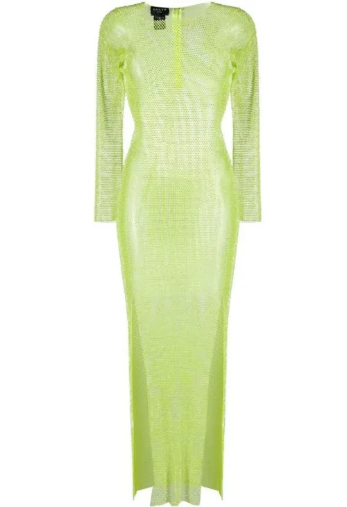 Santa Brands rhinestone embellished mesh maxi dress