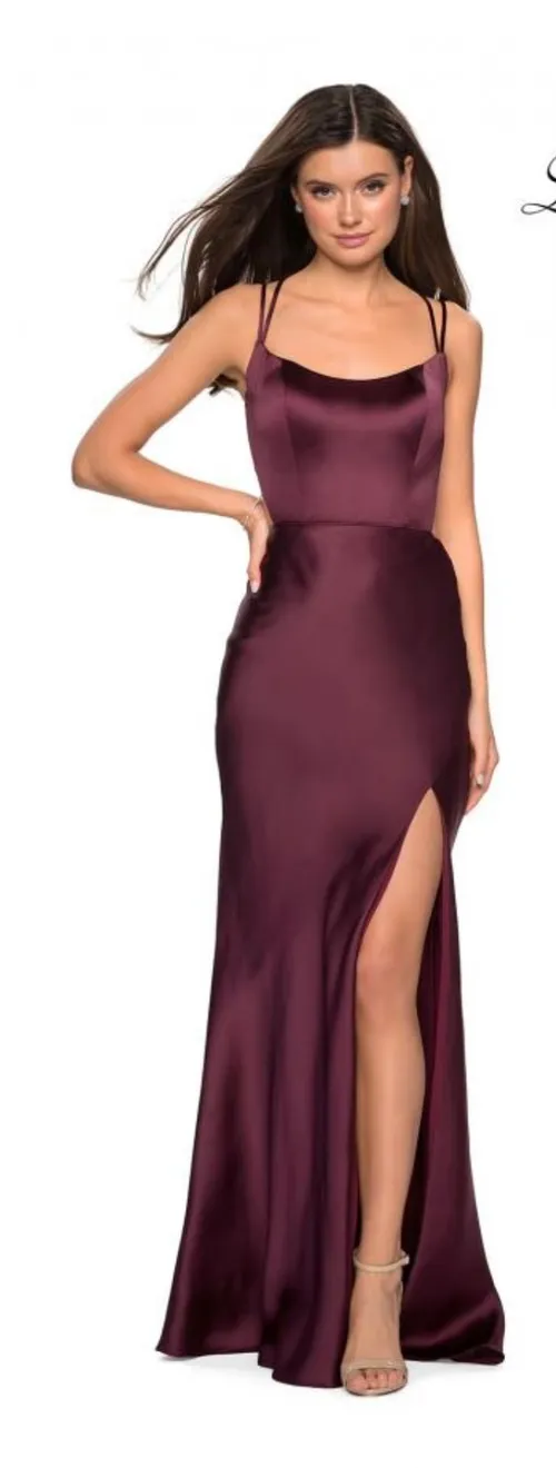 Le Femme Satin Backless Gown