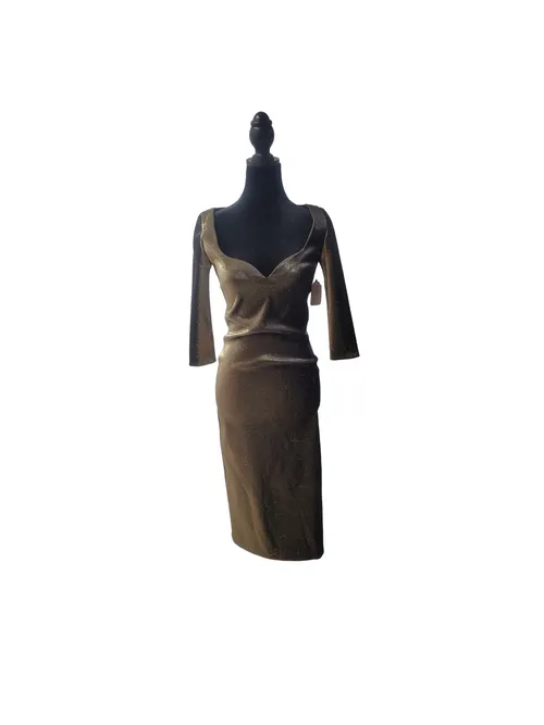 Area Gold Sweetheart Neckline Mini Dress