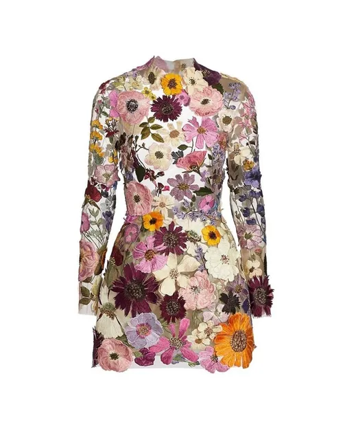 Oscar De La Renta Floral Mini Dress