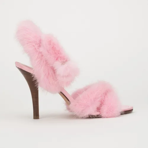 Valentino Pink Mink Fur Sandals