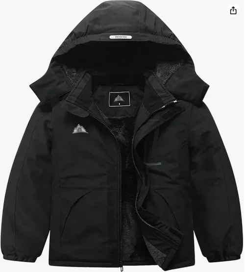 Black fleece jacket with detachable hood