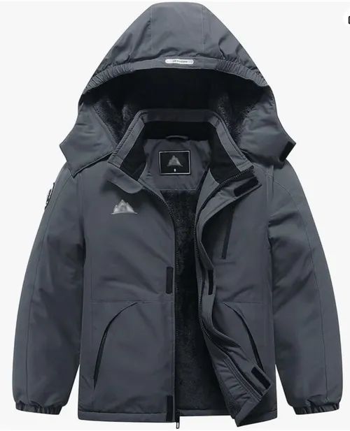 Gray fleece jacket with detachable hood