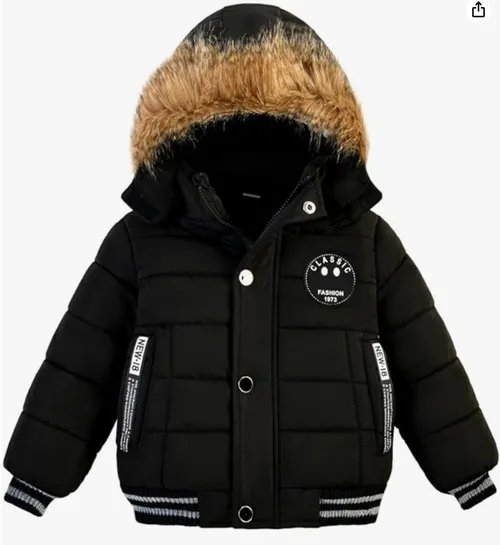 Winter Parka with fur hood-Black