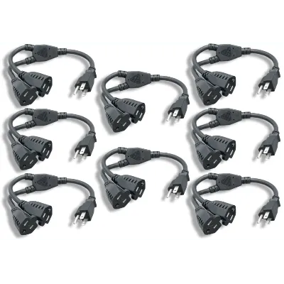 Power Cord Extension and Splitter NEMA 5-15P to NEMA 5-15R x 2 16 AWG 13A 125V