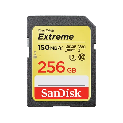 SanDisk Extreme 256GB SDXC 90mb/s Uhs-I Class 10 U3 Memory Card