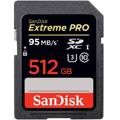 SanDisk Extreme Pro 512GB SDXC 95mb/s Uhs-I Class 10 U3 Memory Card`