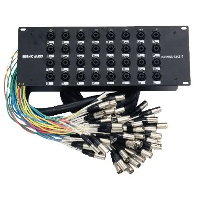 Seismic Audio Rack Mount 32 Channel TRS Combo Splitter Snake Cable-5' and 15' XLR Trunks