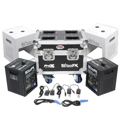 Pro-X Blitzz Cold Spark Effects - Pair in Case with Wrls and Wired Remotes