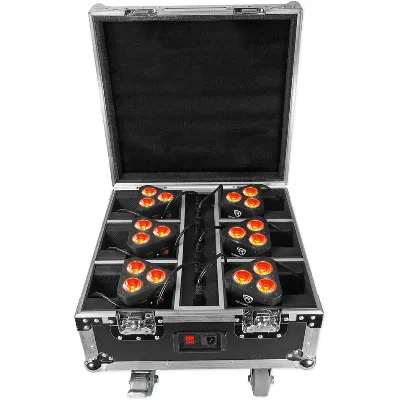 Rockville ROCKWEDGE Package Black (6) Battery Wireless Par Lights+Charging Case