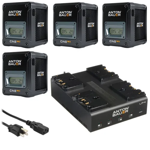 Cine 90 Gold Mount Batteries and LP4 Charger Kit