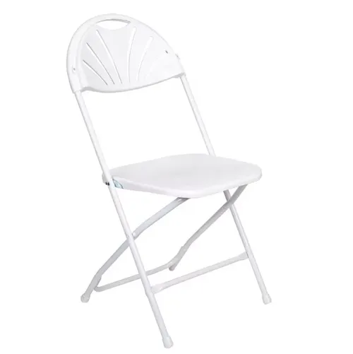 White Plastic Fan Back Folding Chair