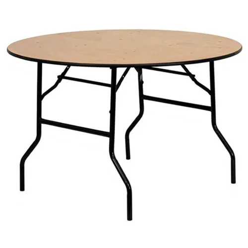 6ft Round Varnished Wooden Banqueting Table