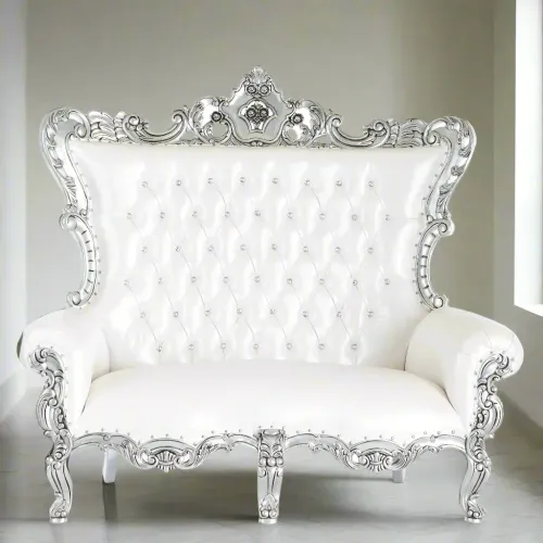 Silver and White Valentina Setee Bench