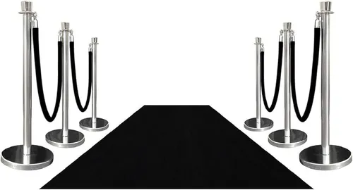 Black carpet and stanchions