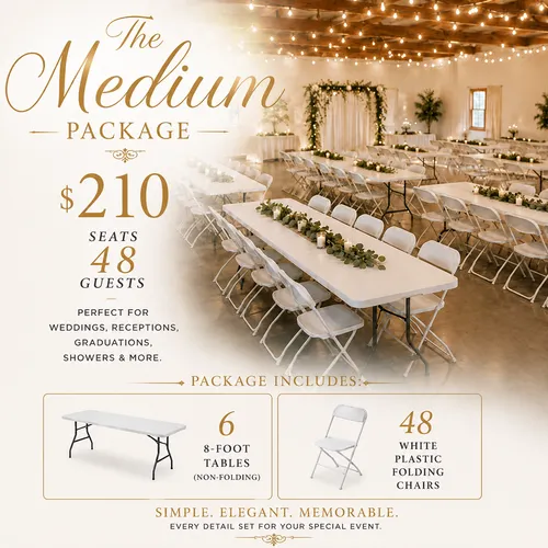 Medium Package - Seats 48 Guests (Rectangular Tables) 