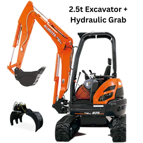 2.5t Kubota Excavator with Hydraulic Grab