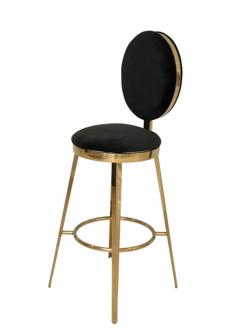 Gold Padded Back Bar Stool