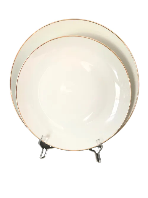 White Gold Rimmed Plate Set