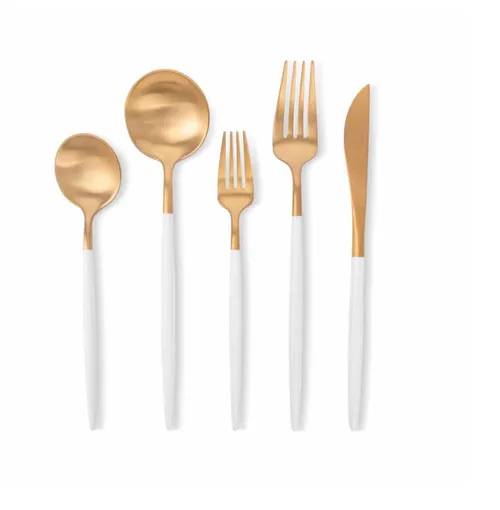 Gold and White Modern Flatware